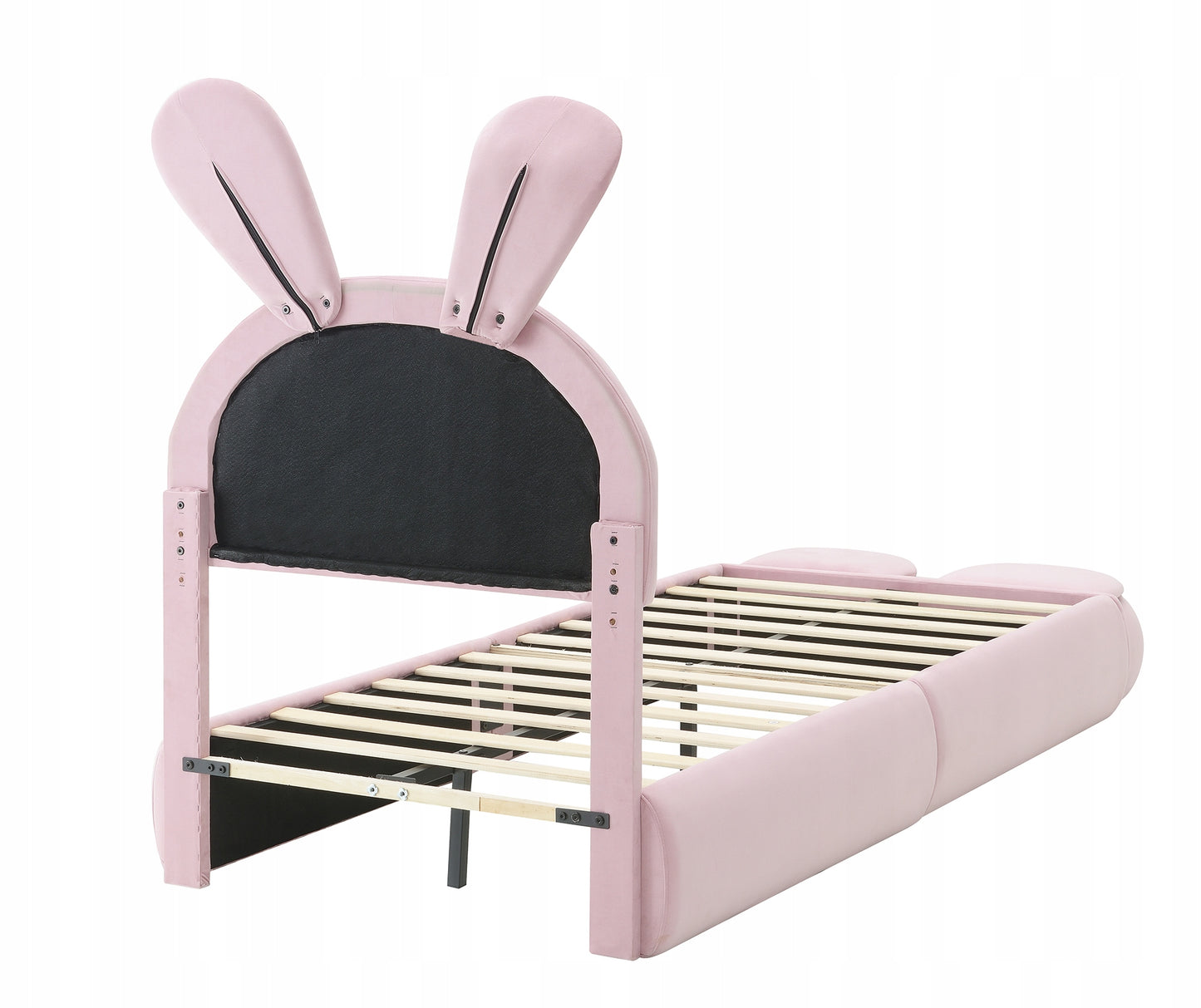 Vaikų kiškio formos lova 90x200 cm su dviem daiktadėžėmis – vaizdas 7