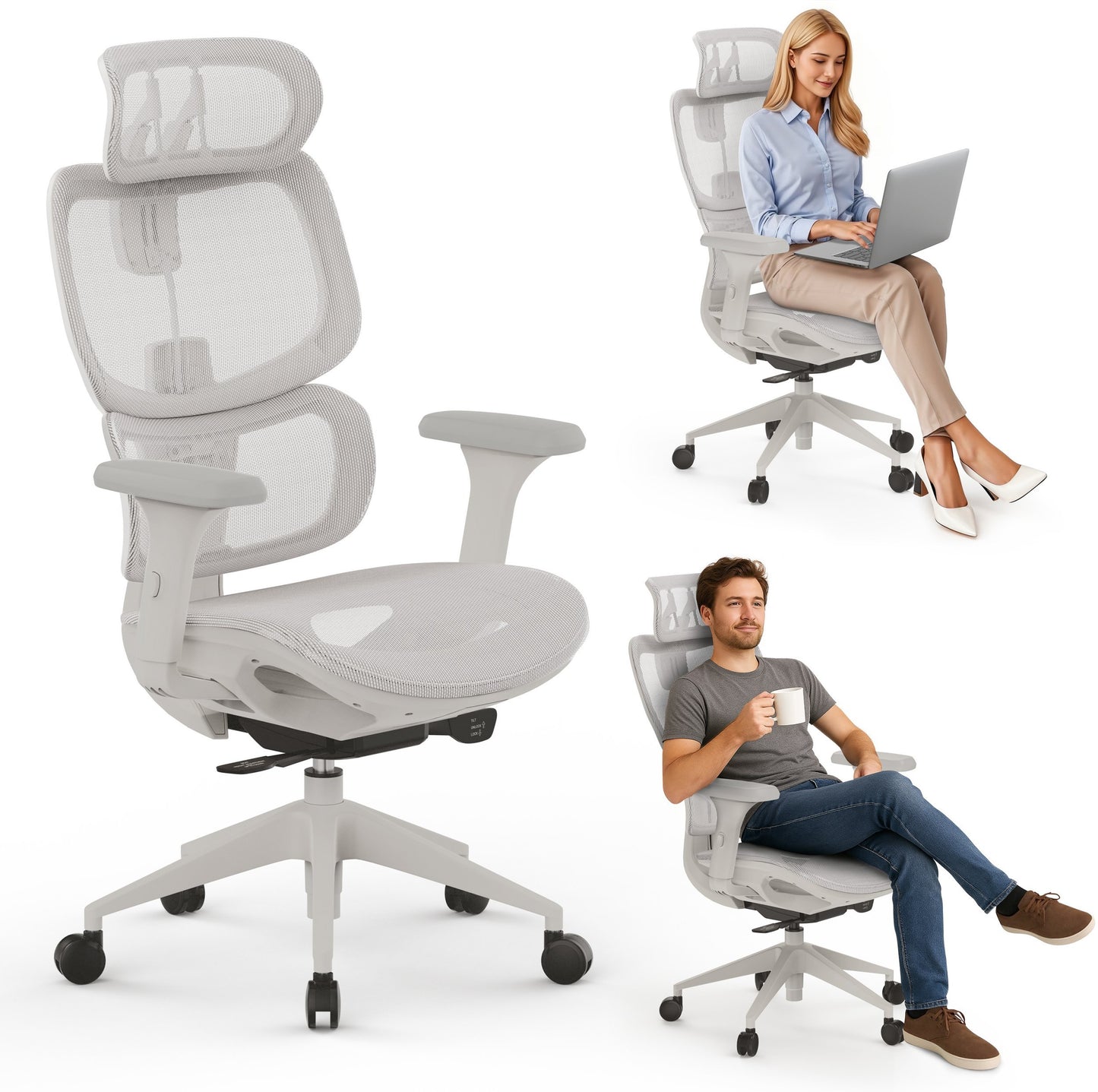 Ergonominė biuro kėdė mokiniui Nobu – nuotrauka 24