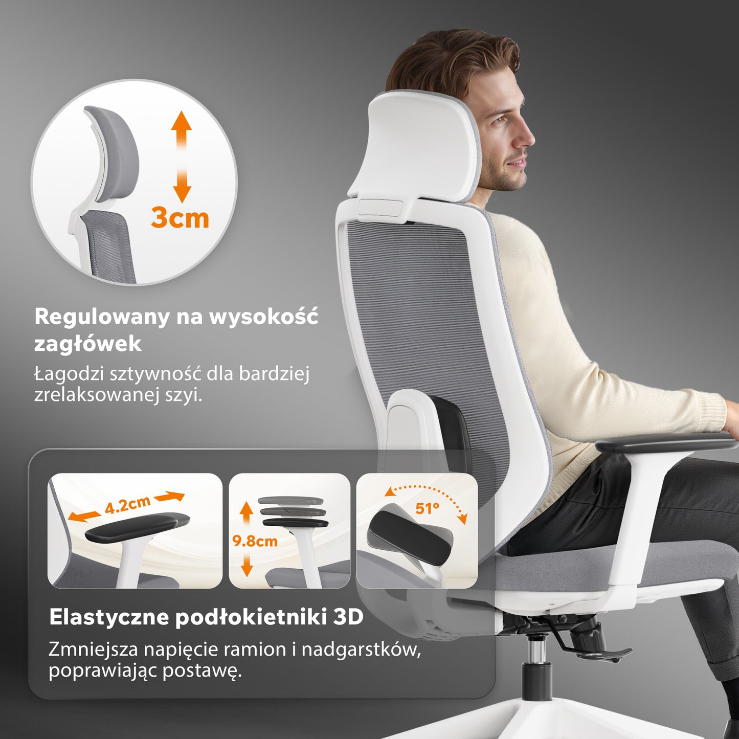 Ergonominė biuro kėdė paaugliui Nakai – nuotrauka 16