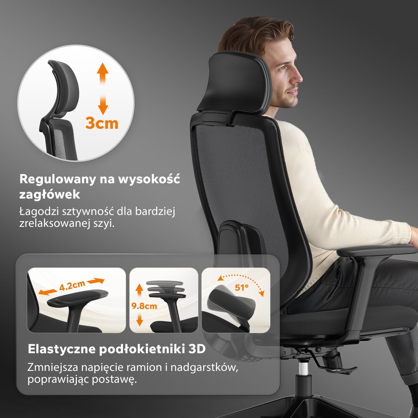 Ergonominė biuro kėdė paaugliui Nakai – nuotrauka 5