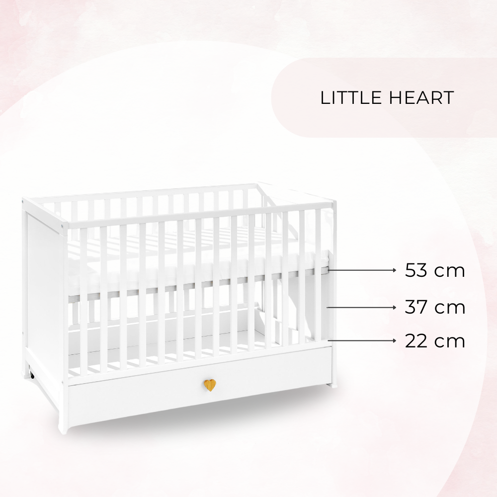 Kūdikio lovytė 120×60 LITTLE HEART su stalčiumi
