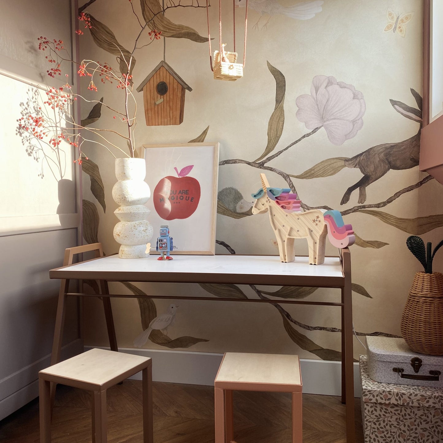 Medinė lempa Vienaragis – vaizdas 3