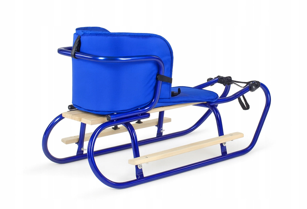 Metalinių Rogučių Komplektas su Nugara, Čiužiniu, Kojų Atramomis ir Diržu – Mėlyna Spalva – vaizdas 4