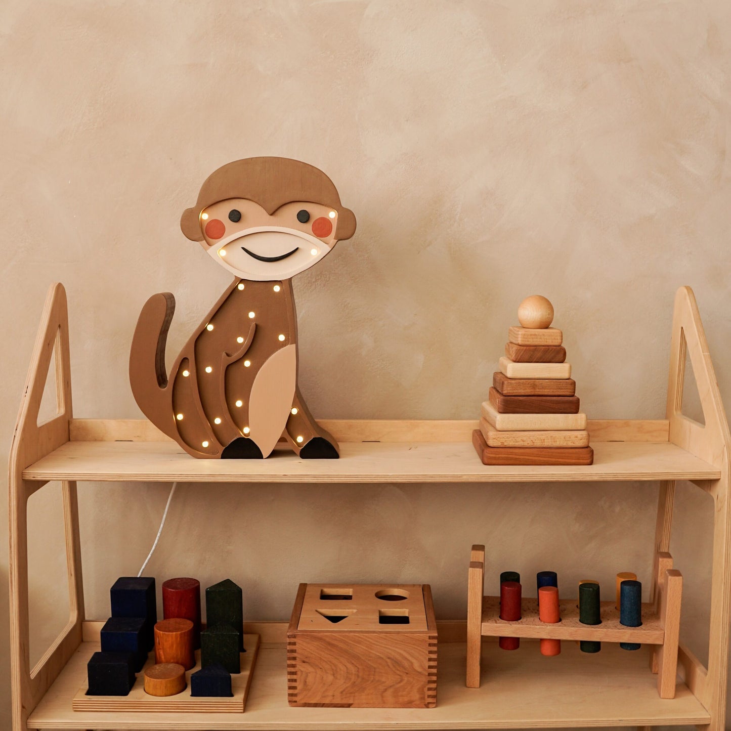 Medinė lempa Beždžionėlė – vaizdas 2