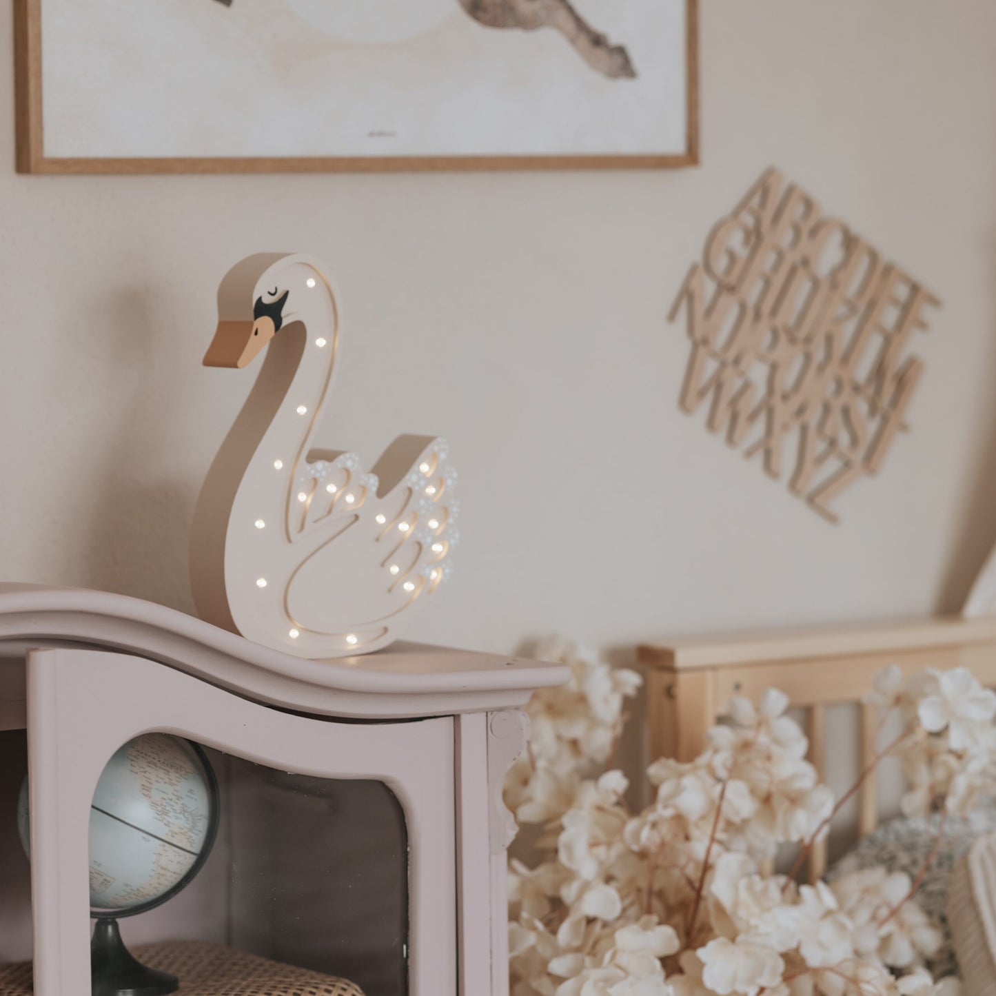 Medinė lempa Gulbė – vaizdas 5