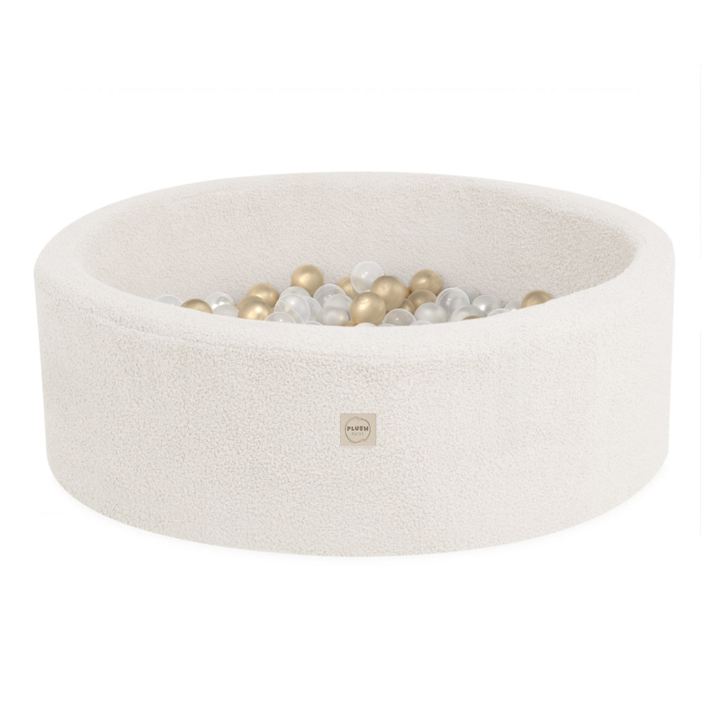 Prabangus Pūkuotas Sausas Baseinas su Avikailio Imitacija, Kreminis, 200 Kamuoliukų – pagrindinis vaizdas