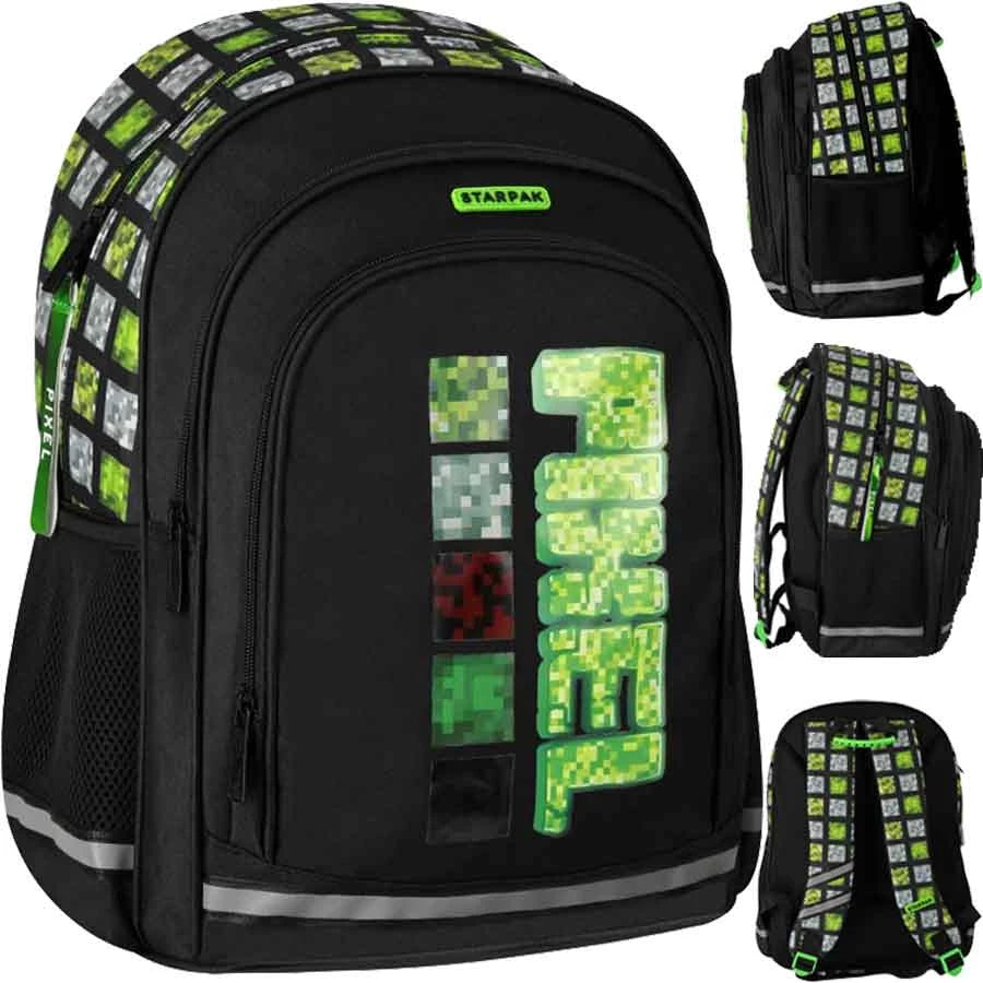 Mokyklinė kuprinė Pixel žalia – Starpak