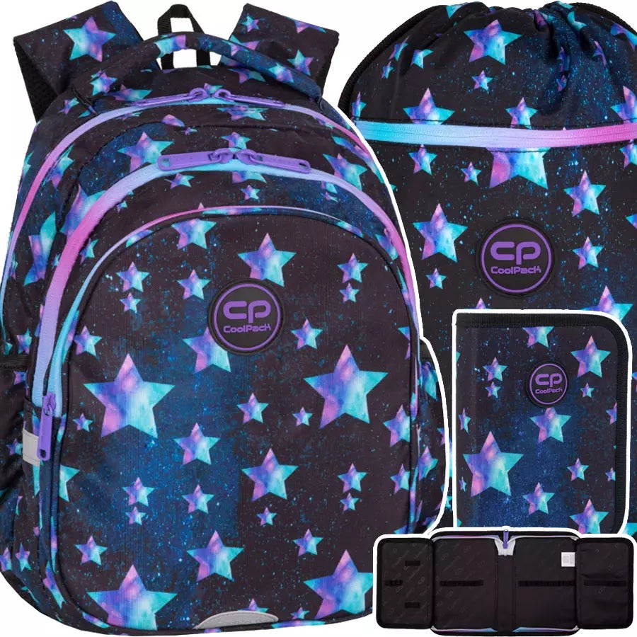 Mokyklinė kuprinė Star Night rinkinys 3 dalių – CoolPack