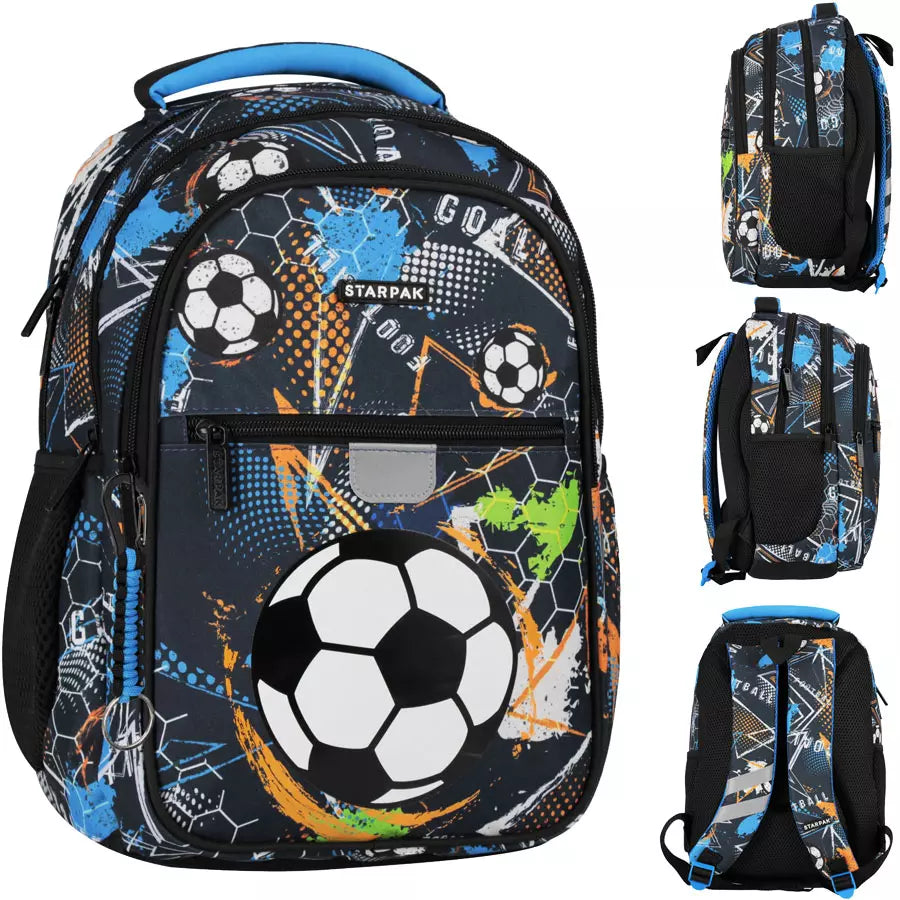 Mokyklinė kuprinė futbolo tema mėlyna Football Blue – Starpak