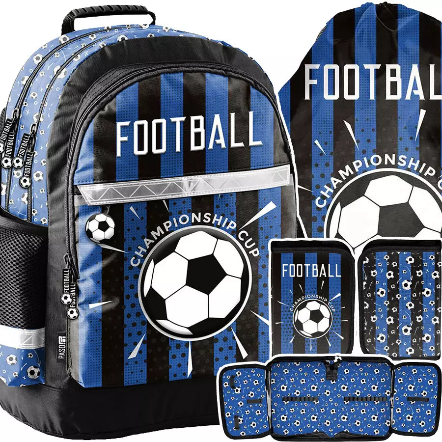 Mokyklinė kuprinė Football mėlyna – Paso