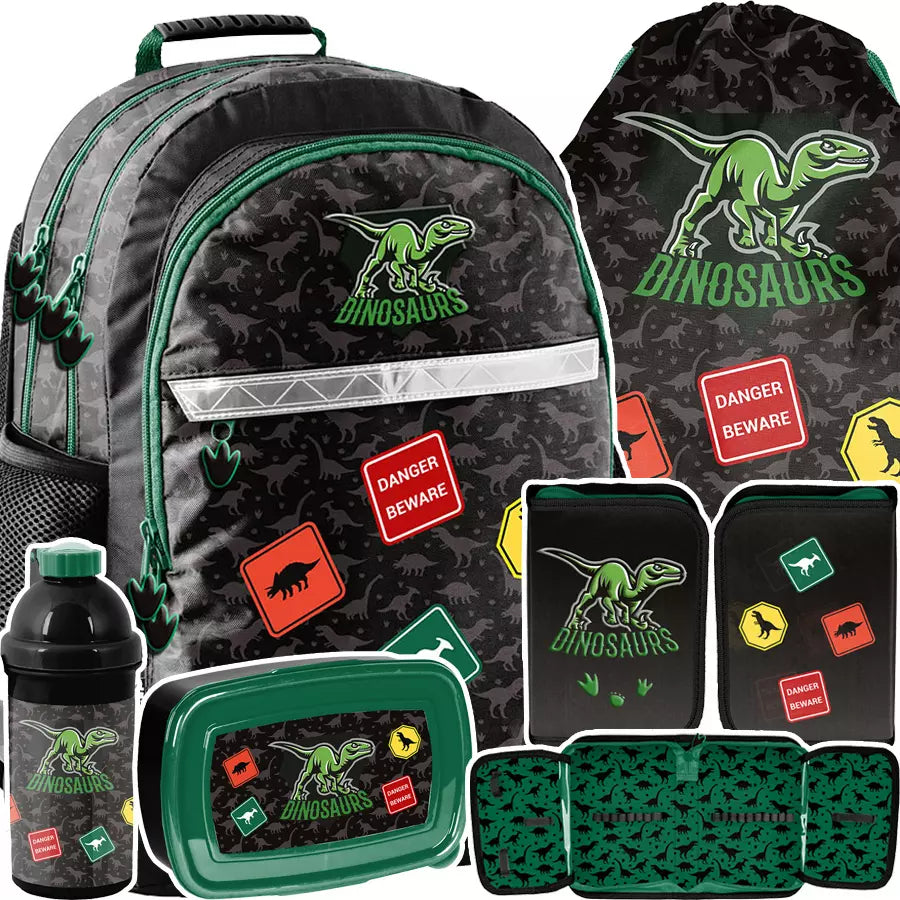 Mokyklinis rinkinys 5 dalių Dino Green kuprinė – Paso