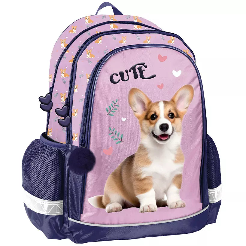 Mokyklinė kuprinė Corgi violetinė – Paso