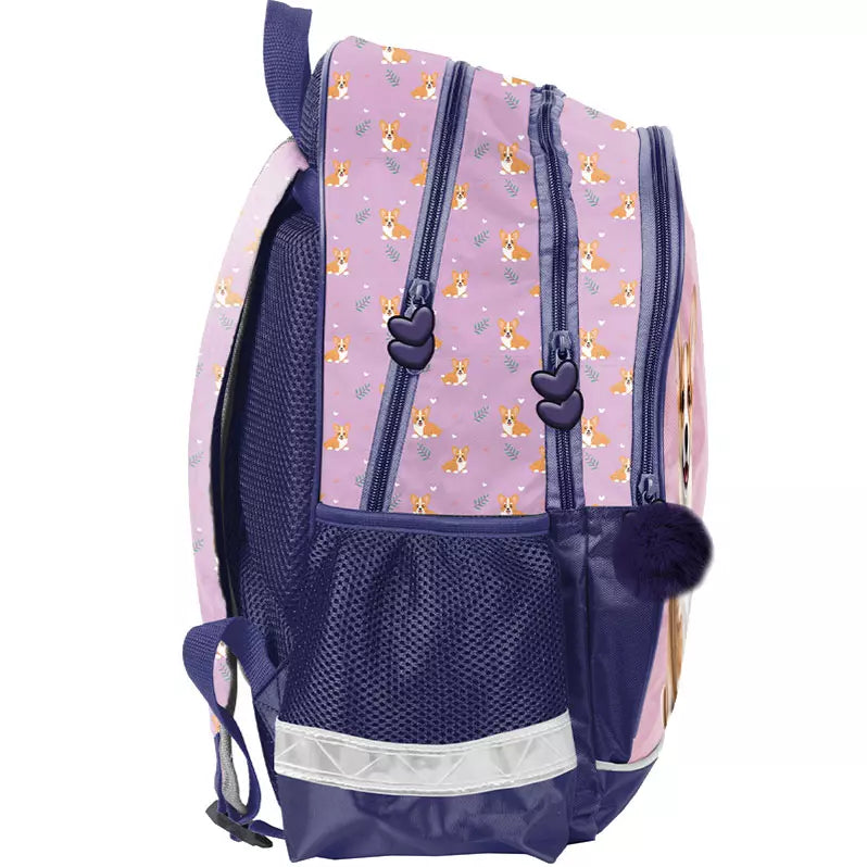 Mokyklinė kuprinė Corgi violetinė – Paso