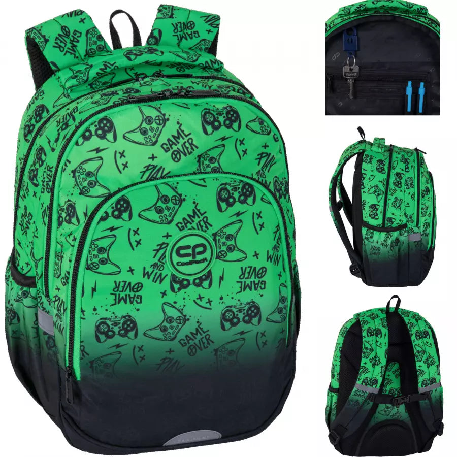 Mokyklinė kuprinė Game Over Gradient Green – CoolPack