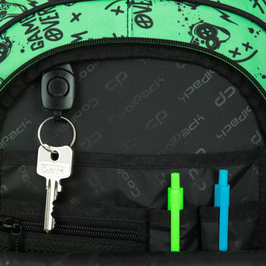 Mokyklinė kuprinė Game Over žalia – CoolPack