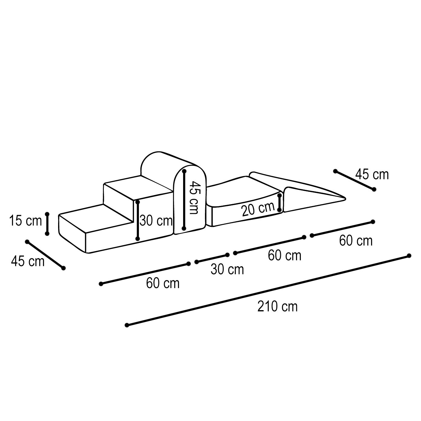 Minkšta žaidimų aikštelė PLUSH NEST, 4 elementai, Žalias Premium Velvetas – vaizdas 5