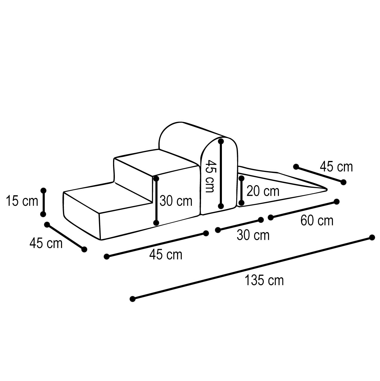 Premium Minkšta Žaidimų Aikštelė PLUSH NEST – 3 Elementai, Pilkas Kordurojus – vaizdas 4