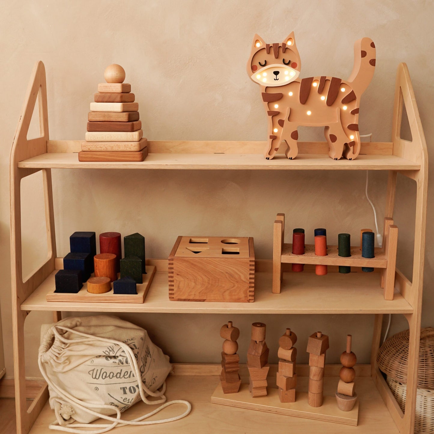 Medinė lempa Katytė – vaizdas 7