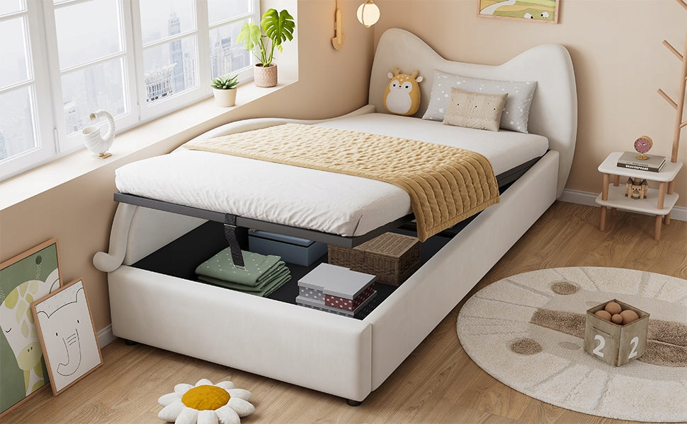 Vaikų lova kačiuko formos 90x200 cm su hidrauliniu skydu – vaizdas 2