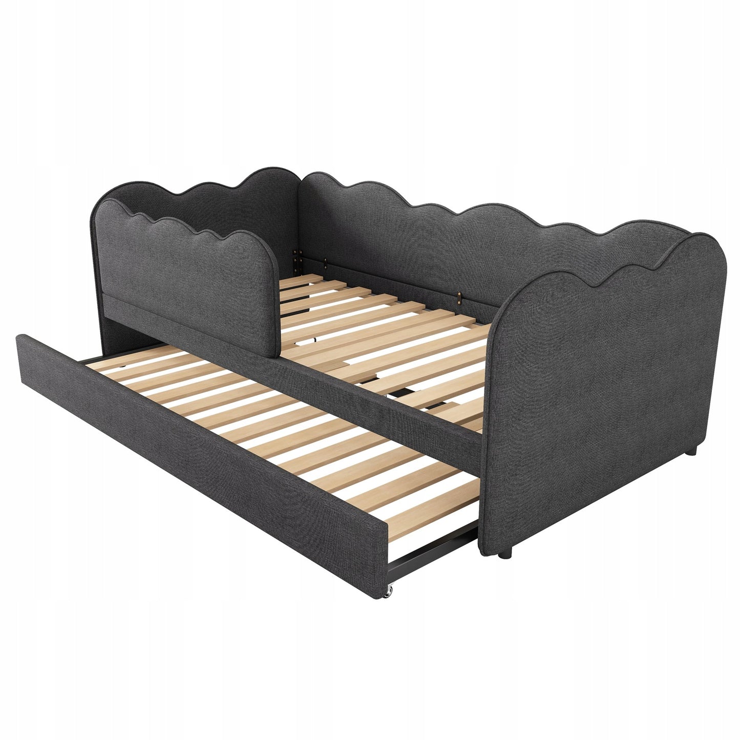 Vaikų ištraukiama sofa-lova 90x190 cm pilka – vaizdas 4