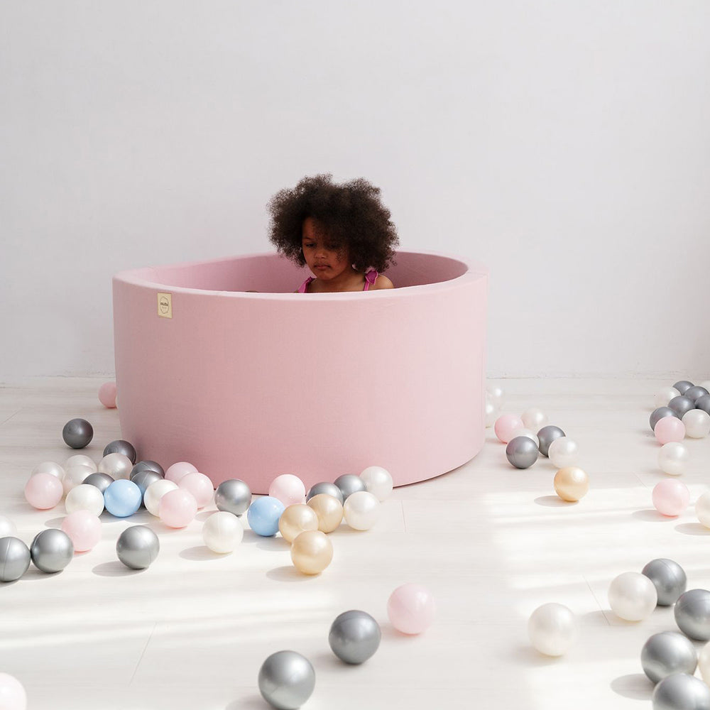PLUSH NEST Rožinis medvilninis sausas baseinas vaikams – vaizdas 9