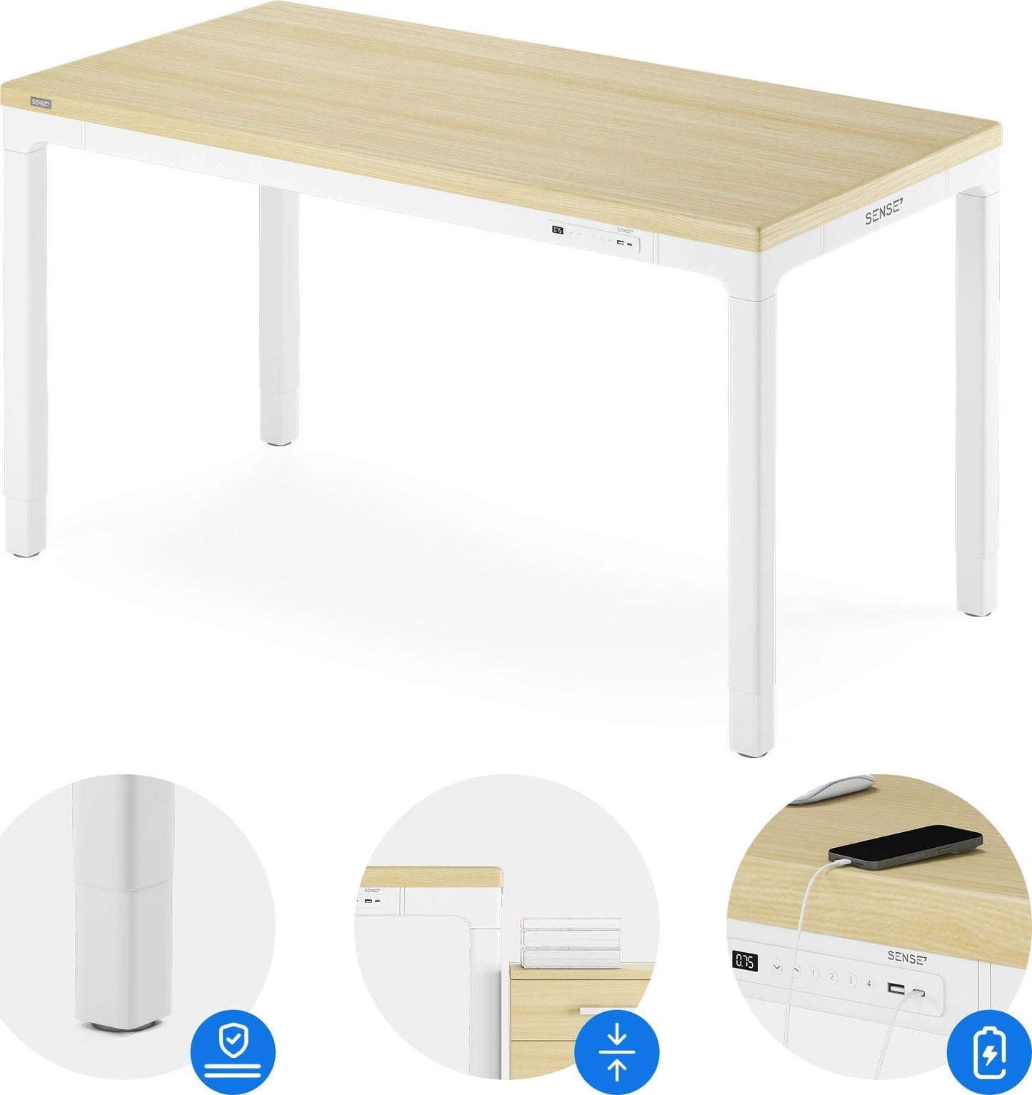 Elektrinis stalas su bambukiniu stalviršiu MANMA 160x80 cm – nuotrauka 20