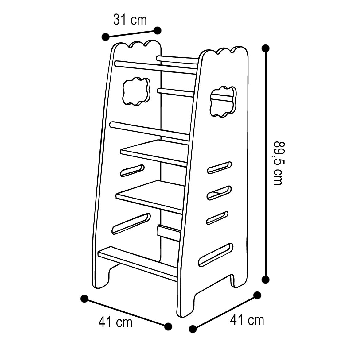 PLUSH NEST Mokomasis Virtuvės Bokštelis Debesėlis (3 Aukščio Lygiai), Baltas