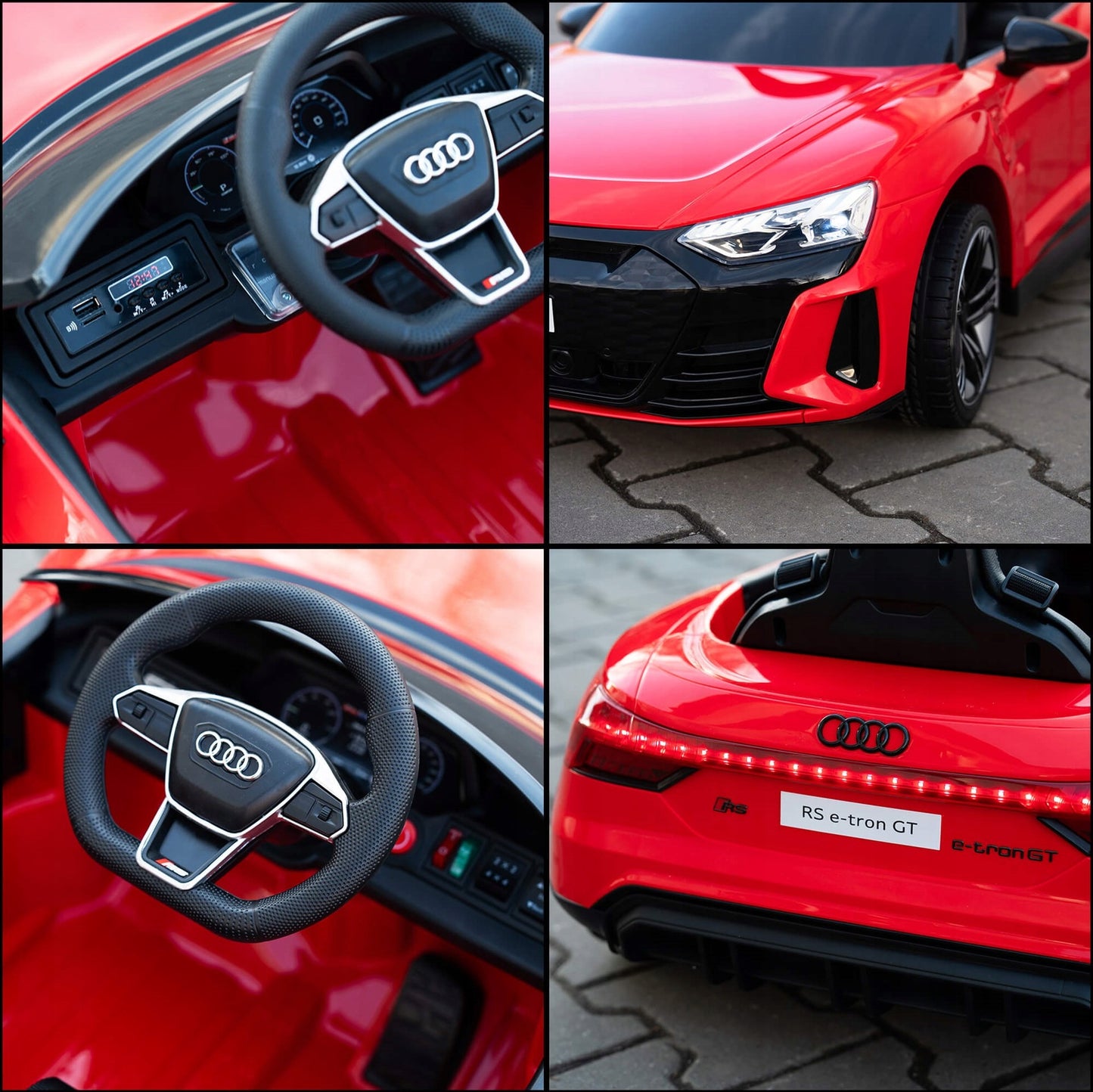 Audi RS e-tron GT Akumuliatorinis Automobilis: Oda, Nuotolinis Valdymas, Minkšti EVA Ratai