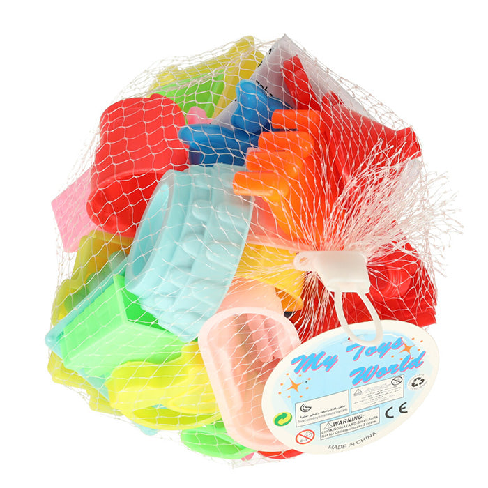 Smėlio žaidimų rinkinys: formelės ir kastuvėliai, 28 dalys