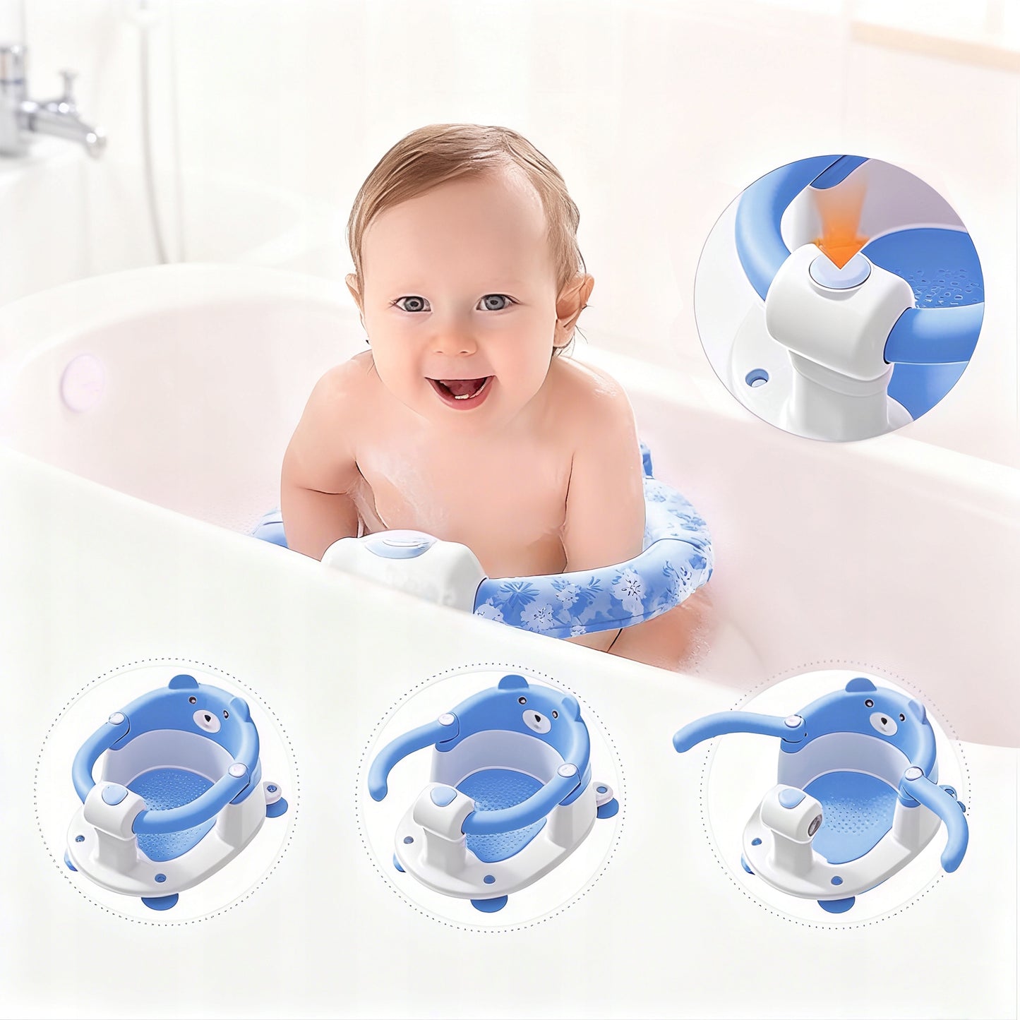 Kūdikių vonios kėdutė, mėlyna, detali spalva – vaizdas 2