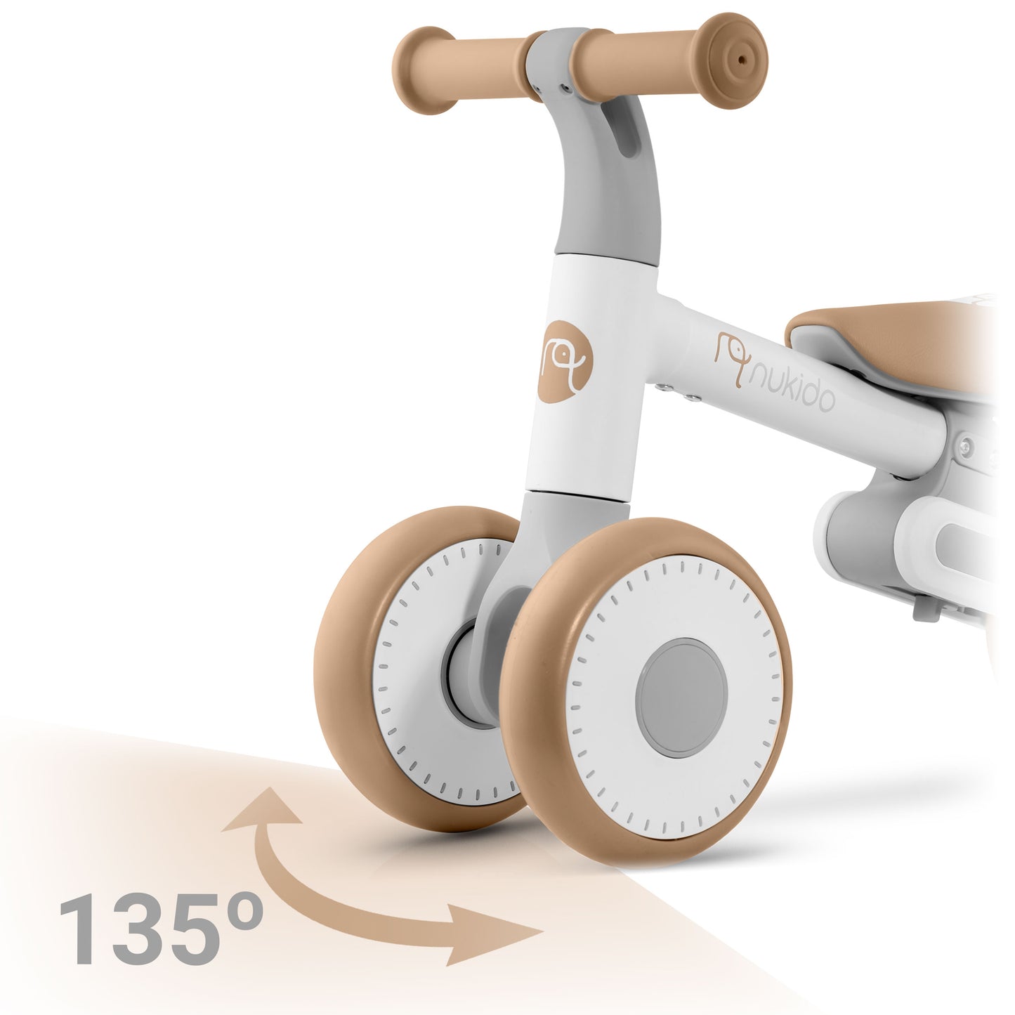 Nukido Pusiausvyros Dviratis Triratukas, smėlio/balta/pilka spalva – vaizdas 4