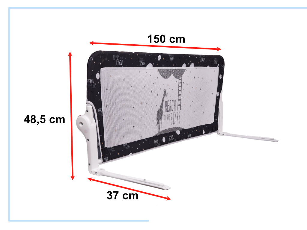 Apsauginė atidaroma lovos tvorelė, 150 cm, juoda – vaizdas 5