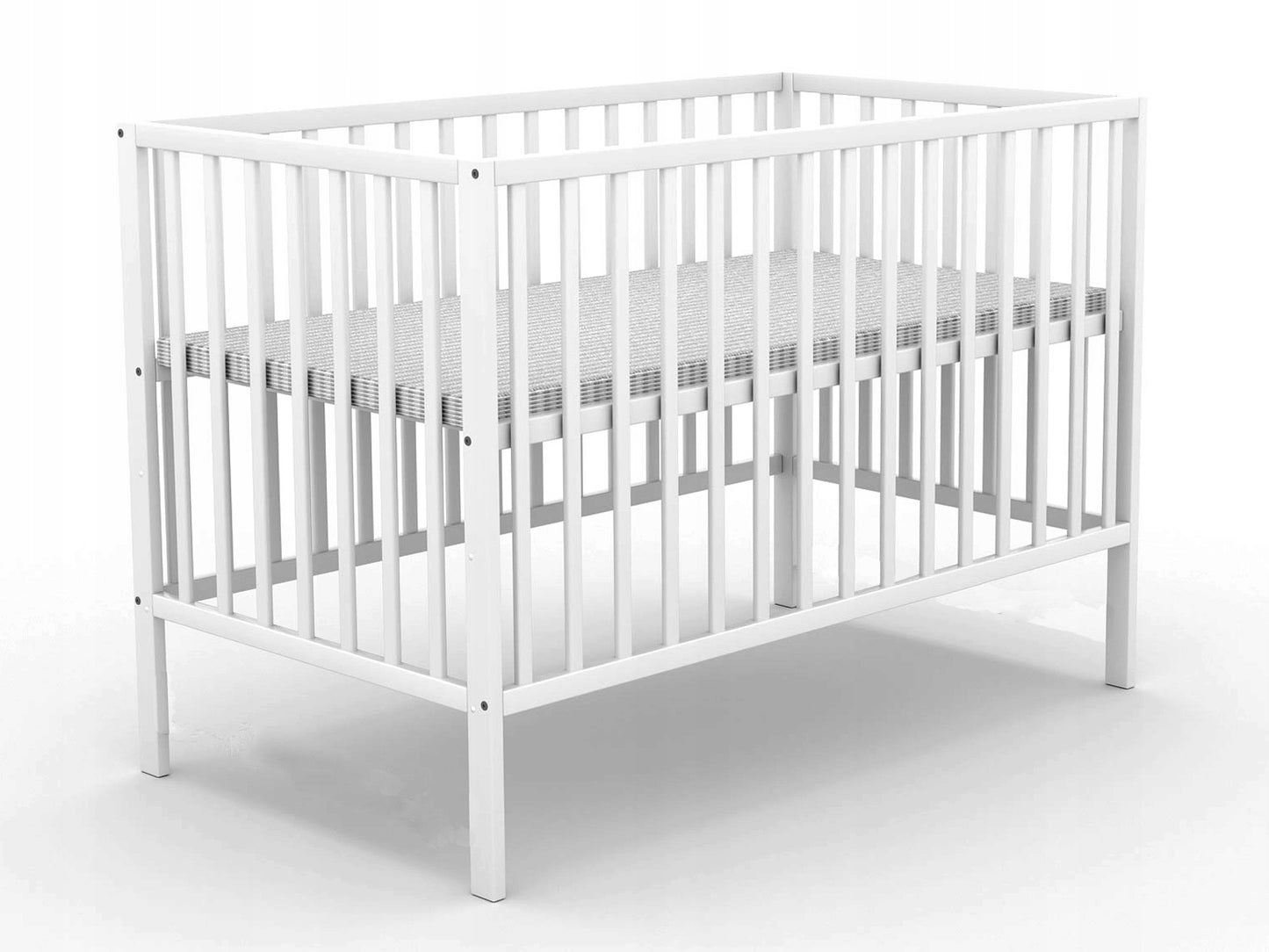 Balta medinė kūdikių lovytė Magda, 120x60 cm – pagrindinis vaizdas
