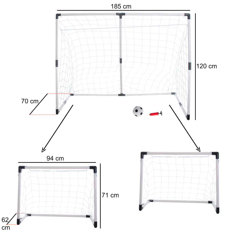 Sulankstomi vaikiški futbolo vartai 2-in-1, 185x120x70 cm