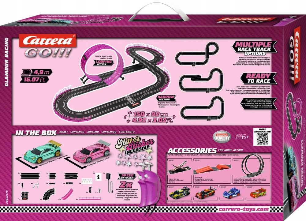 Carrera GO!!! - Girls Power Glamour Racing 4.9m Automobilių Trasa + 2 Automobiliai (Modelis 62579)