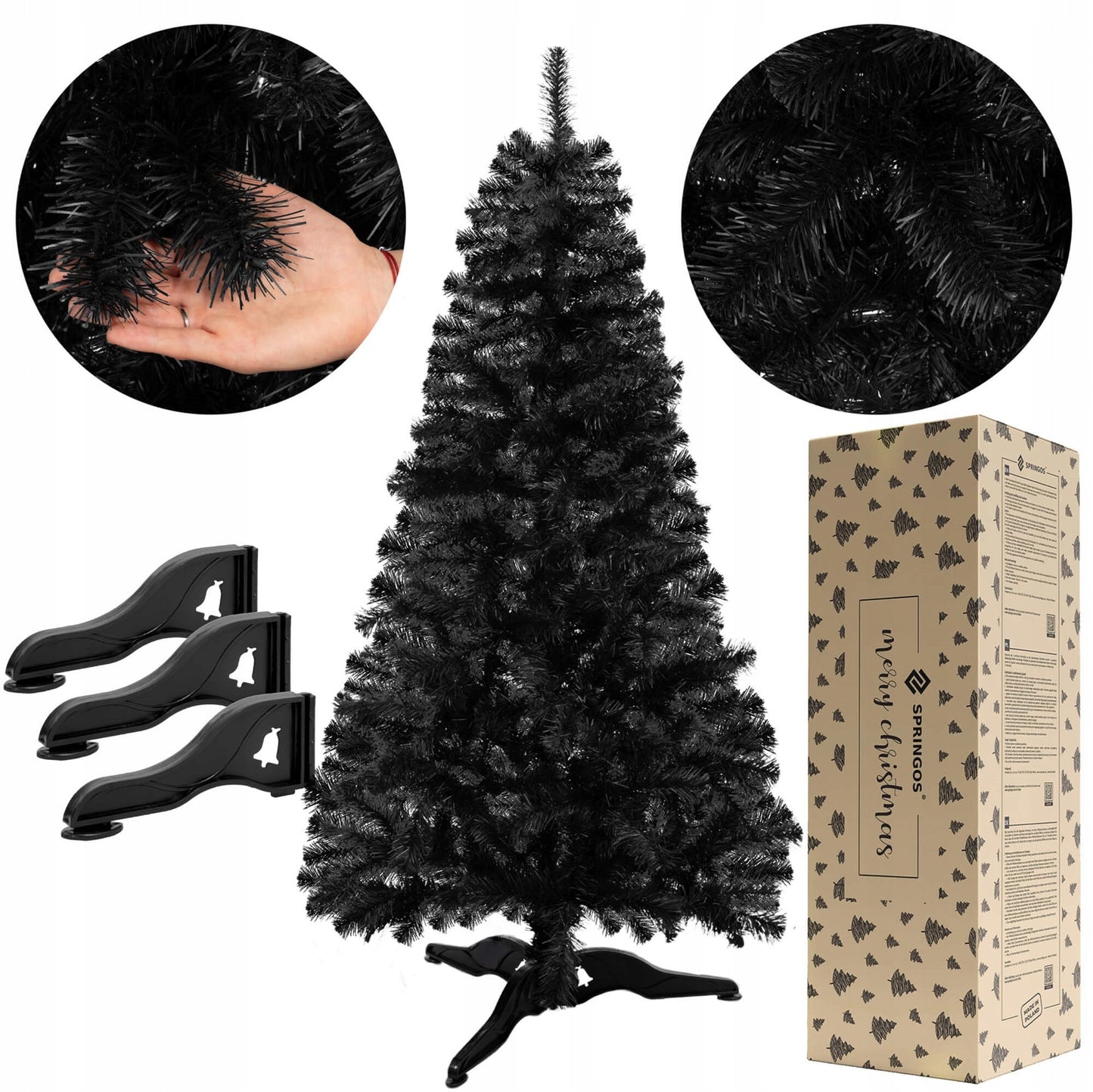 Dirbtinė Juoda Kalėdų Eglutė 180 cm, tanki su stovu, premium kokybė - vaizdas 6
