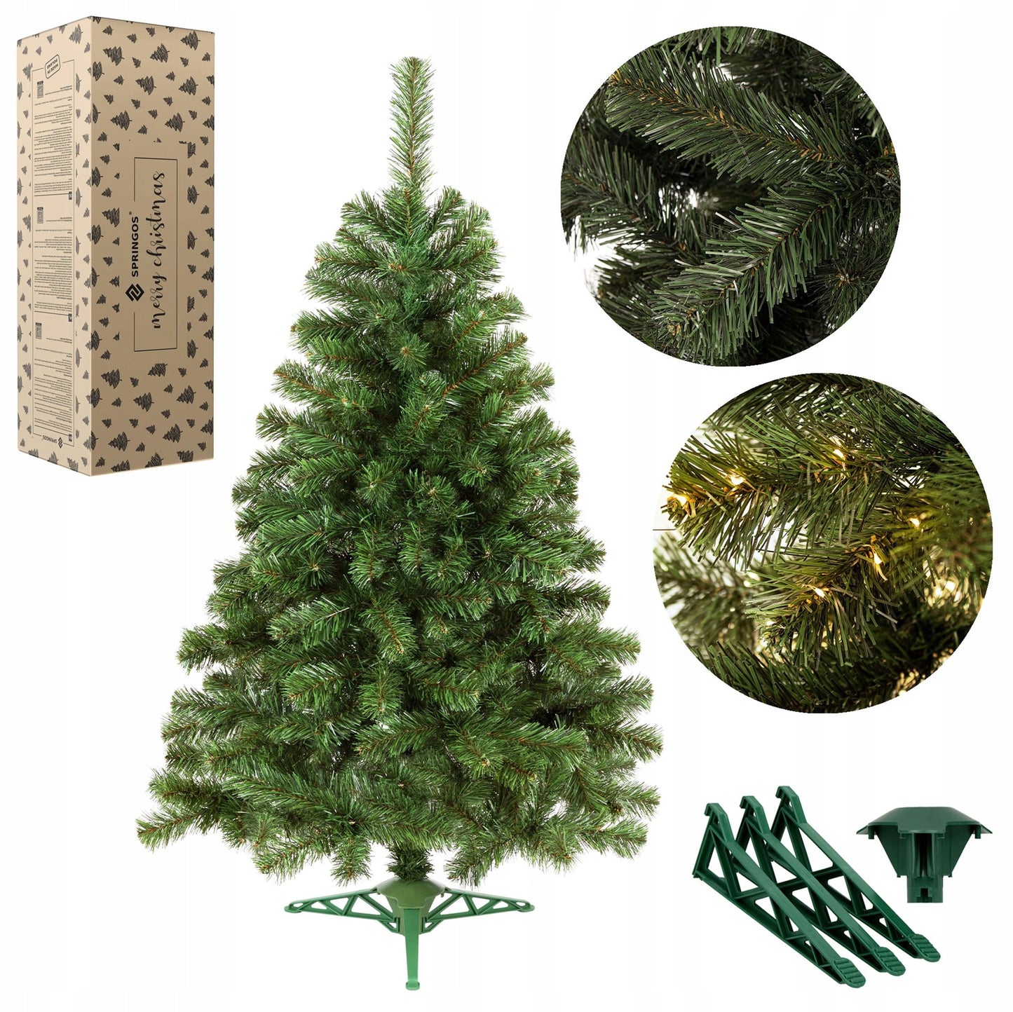 Dirbtinė eglė 150 cm, tanki, su stoveliu, žalia – vaizdas 2