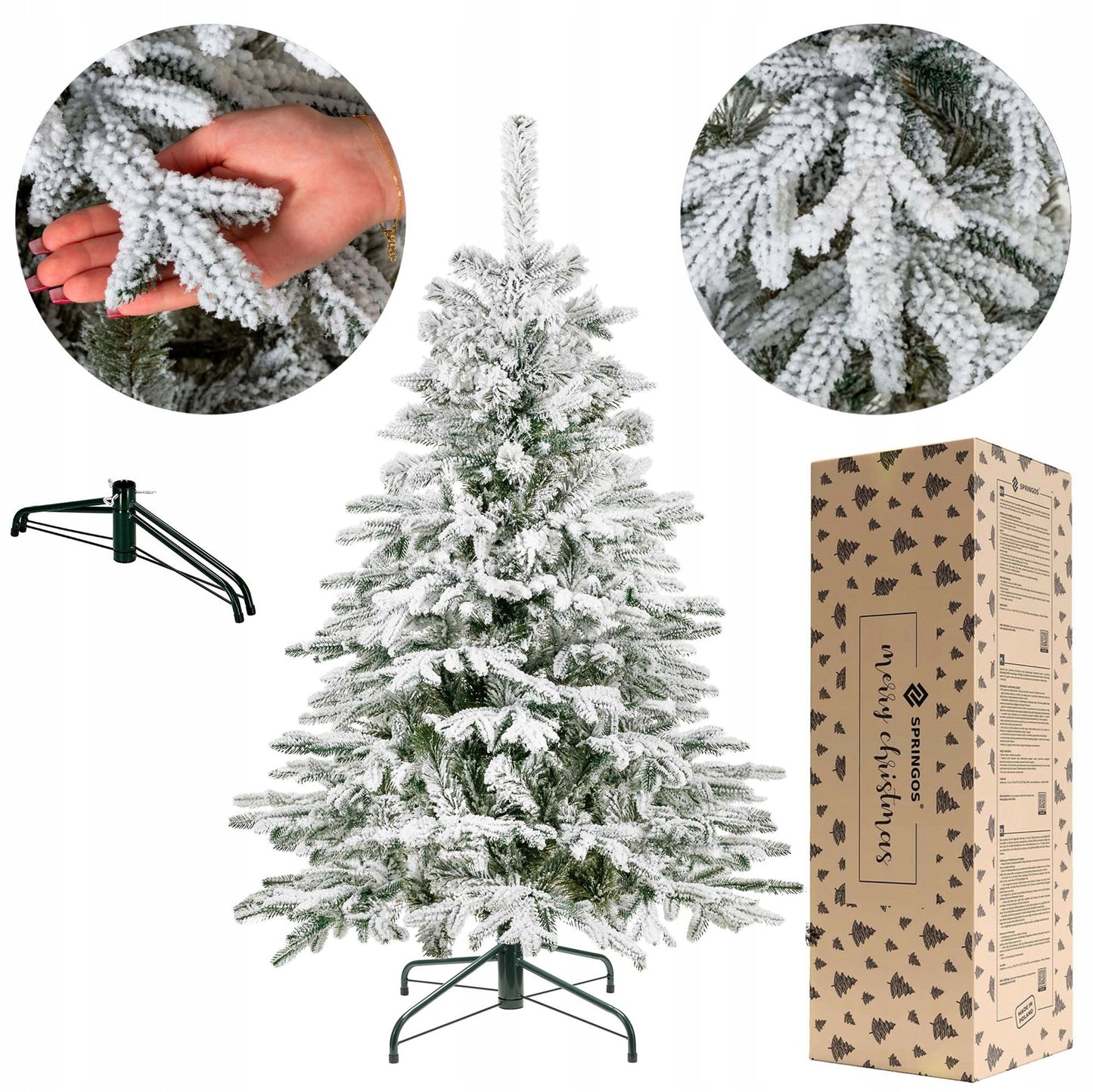 Dirbtinė Kalėdų eglutė „Premium“ 150 cm, tanki, su sniego efektu - vaizdas 2