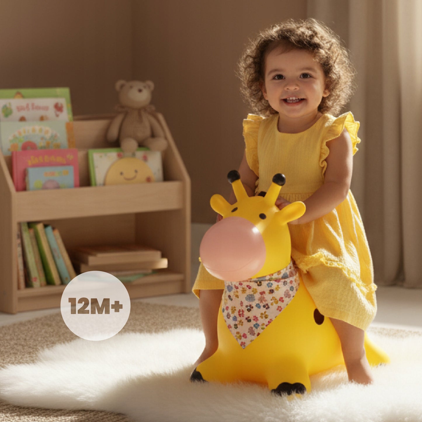 Guminis šokliukas Žirafa su bandana, geltonas, Sun Baby – vaizdas 3