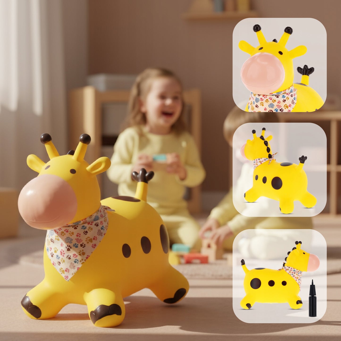 Guminis šokliukas Žirafa, geltonas, skirtas nuo 12 mėn – vaizdas 5