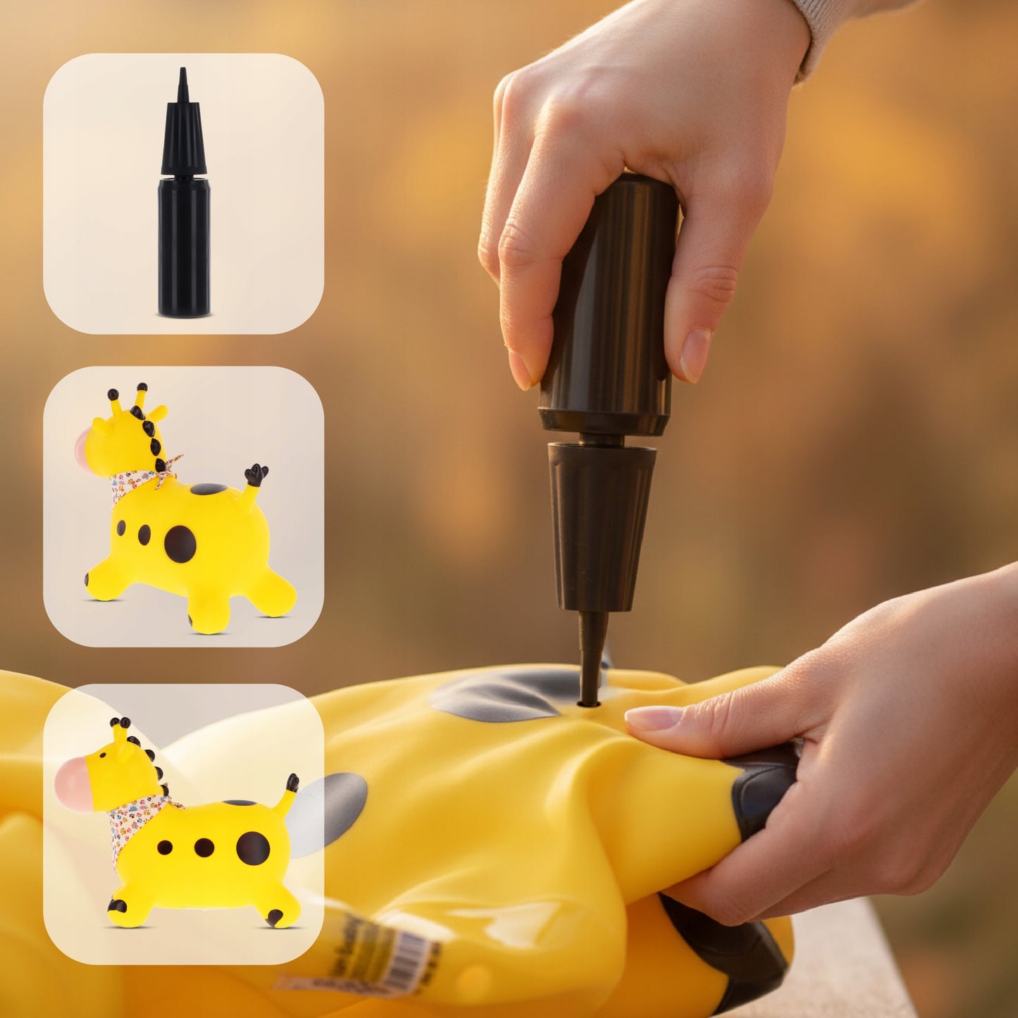 Guminis šokliukas Žirafa su bandana, geltonas, guminė medžiaga – vaizdas 8