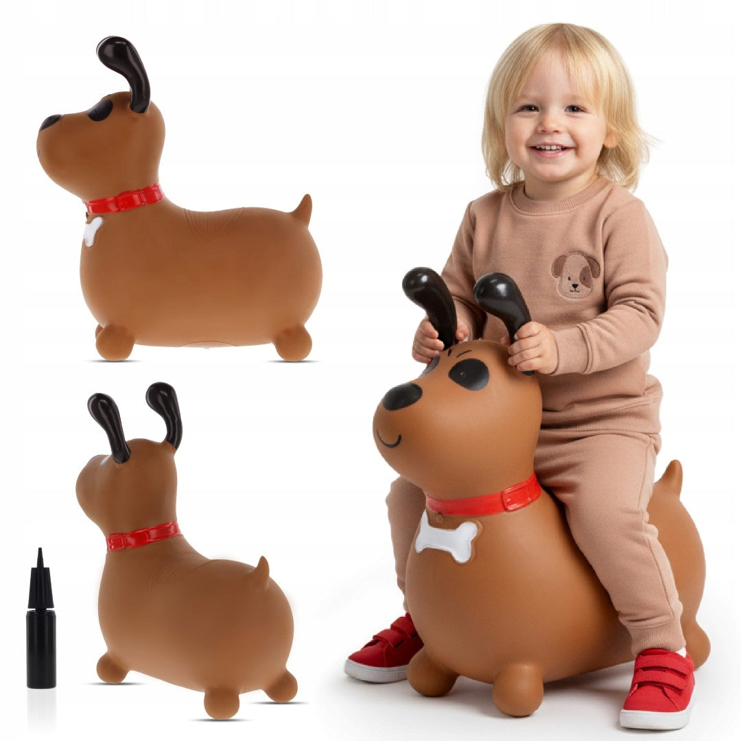 Guminis šokliukas Reksio, rudas, su pompa – pagrindinis vaizdas