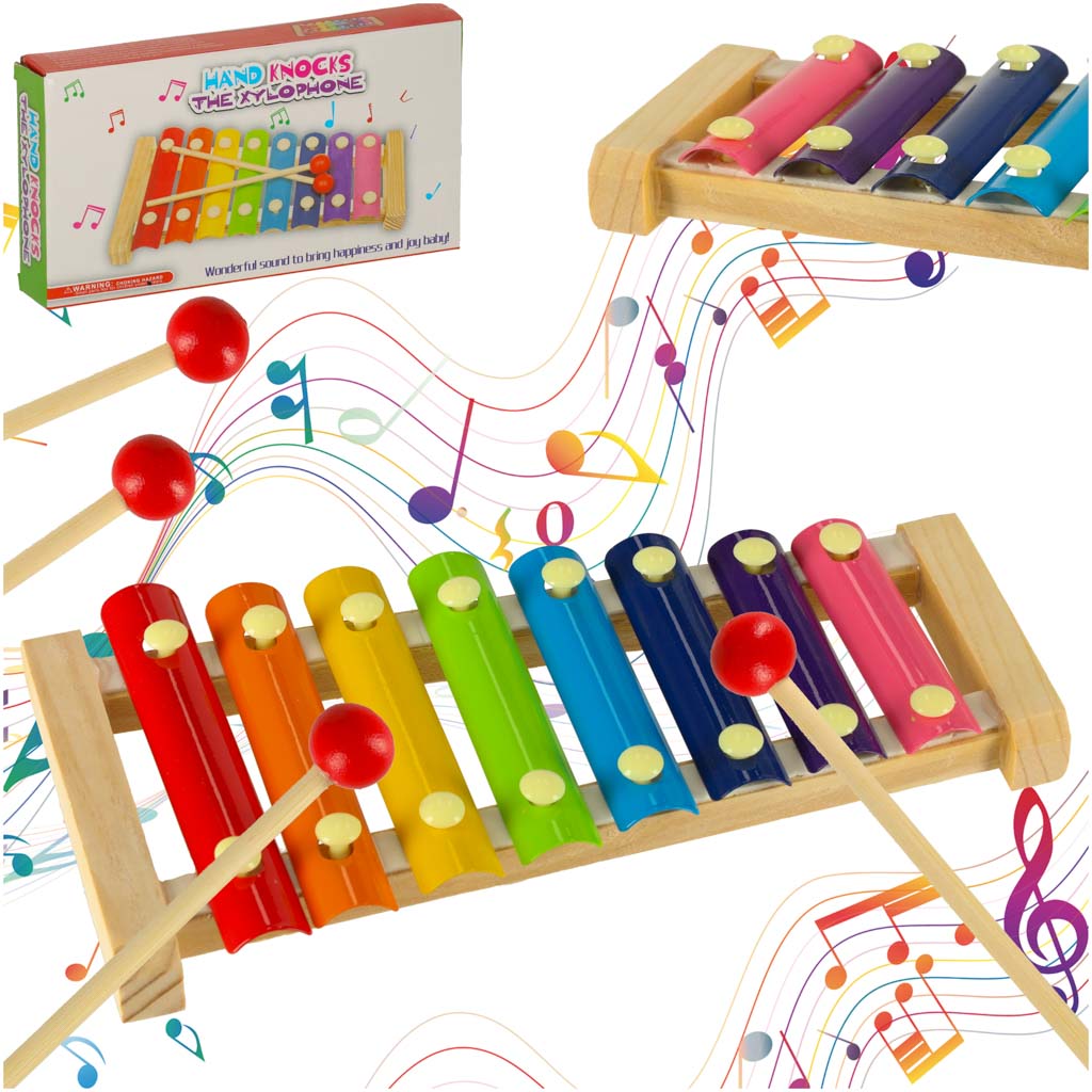Mediniai spalvoti ugdomieji ksilofonai