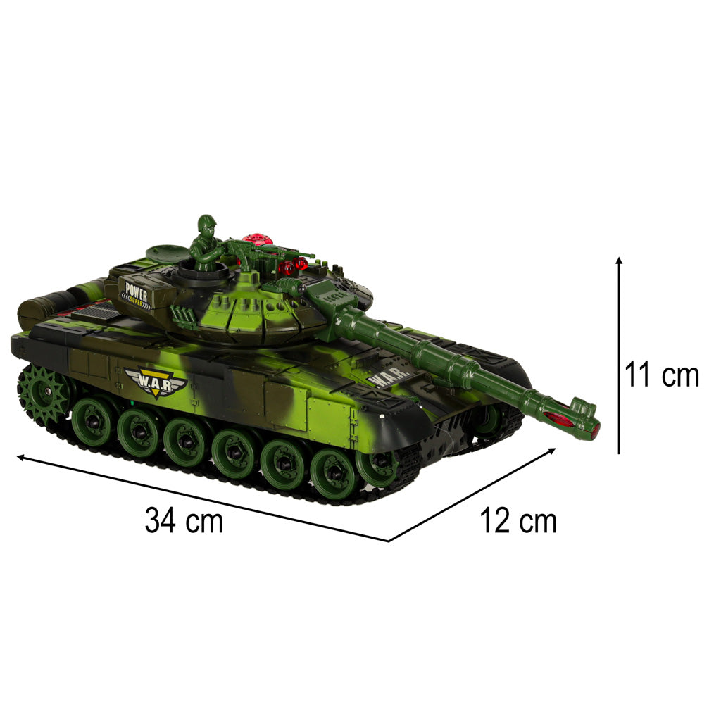 Radijo bangomis valdomas tankas RC War Tank 9993 2.4 GHz su miško kamufliažu