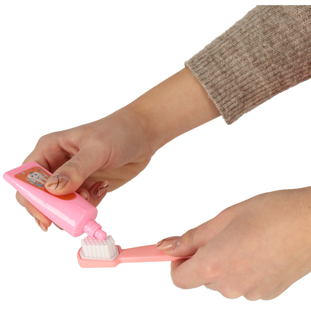 Rožinis dantisto rinkinys su hipopotamu