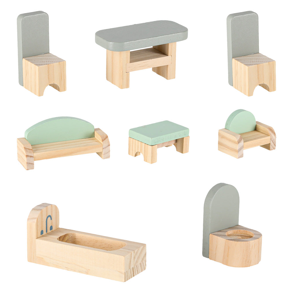 LULILO Peonio medinis lėlių namelis su LED apšvietimu, 70 cm, rožinis