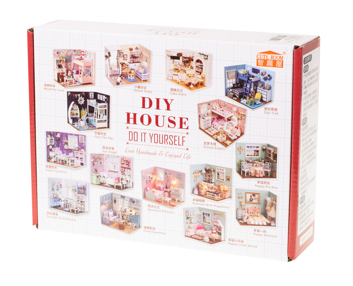 Medinis lėlių namelis, salonas, LED – vaizdas 3