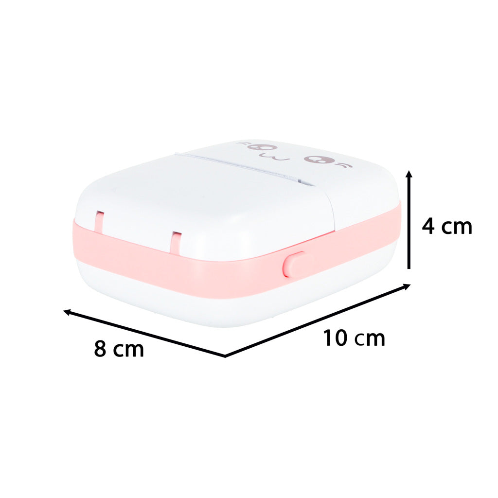 Mini terminis etikečių spausdintuvas su USB kabeliu, rožinis katės dizainas – vaizdas 4