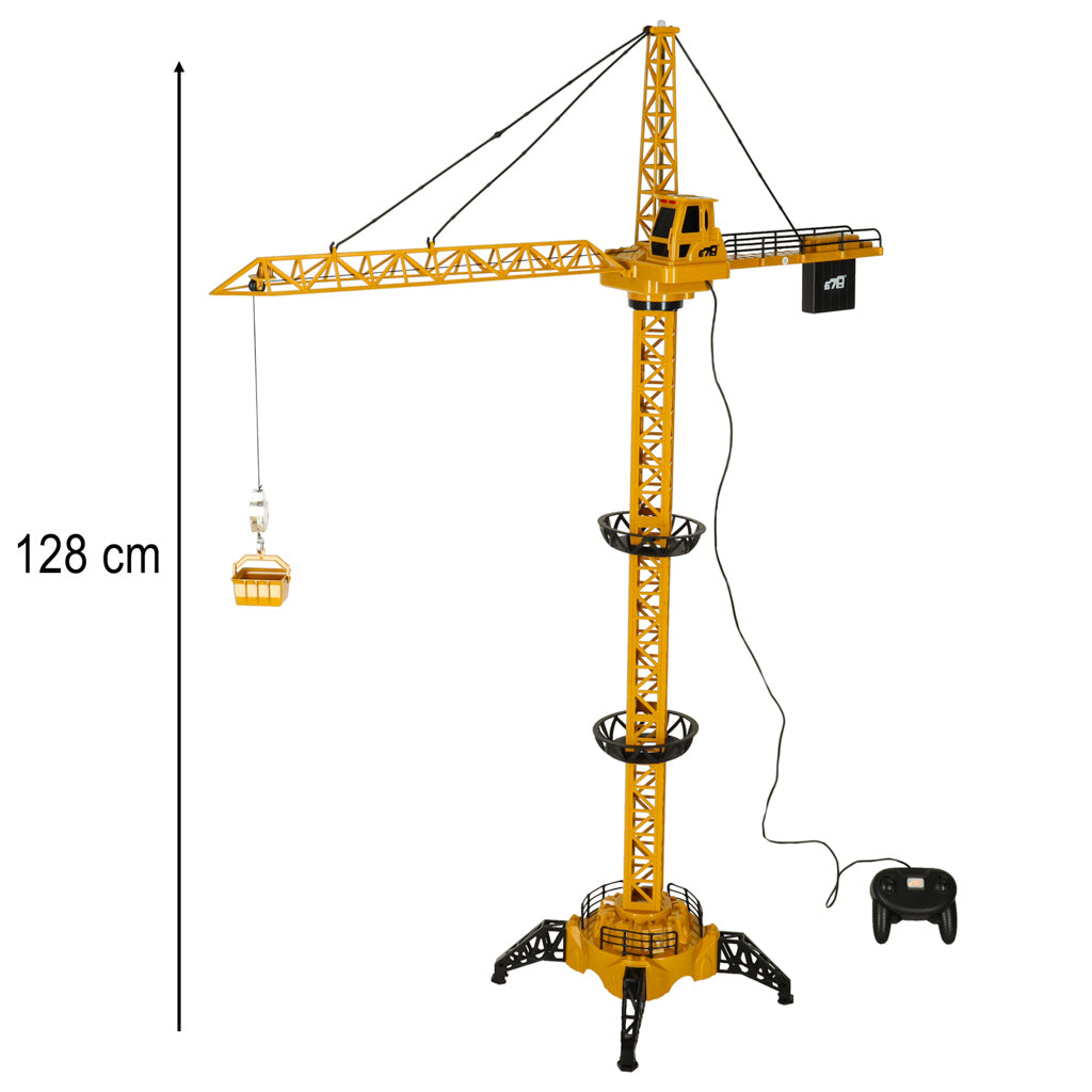 Nuotoliniu būdu valdomas RC statybinis kranas su kabliu, 4 kanalų, 128 cm aukščio