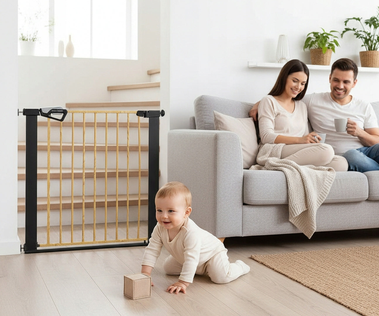 Apsauginis vartų barjeras vaikams iki 83 cm – vaizdas 2